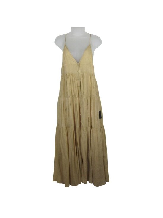 Lulus Dresses & Skirts - Lulus Tiered Maxi Dress Button Front & Spaghetti Straps Size S Buttercream Boho
